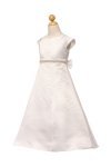 White Cap Sleeve Flower Girl Dress with Embellished Waistband
